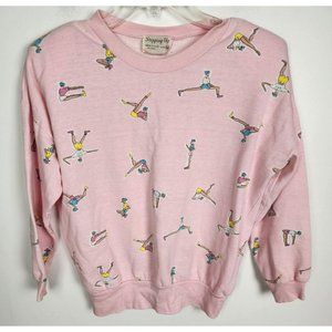 Vtg. Stepping Up Women's Sz. M Pink Aerobic Print Sweatshirt